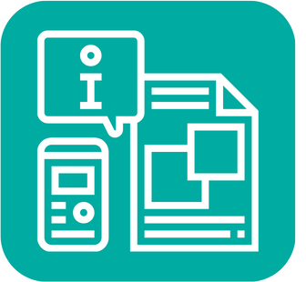Icon of documents on green background.
